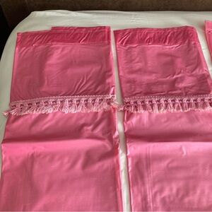 Vintage Hygiene brand pink vinyl shower curtain, valance and window curtain set